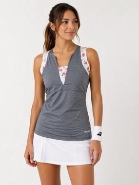 Bollé Women’s Athletic Tank Top Size S Gray Stripe Floral Built-In Bra Stretch
